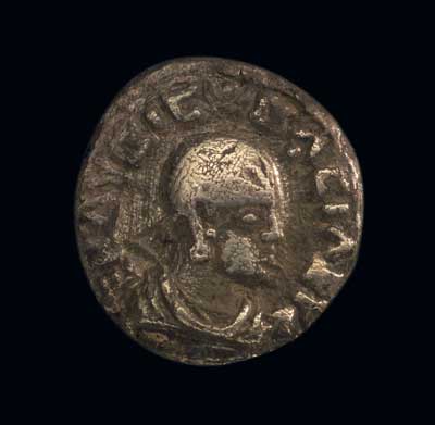 The Ethiopian civilization of20Aksum produced the 
first indigenous coinage in Africa. This example is from the reign of 
King Endubis, the very first African king to mint coins. Photo by Thomas
 R. DuBrock