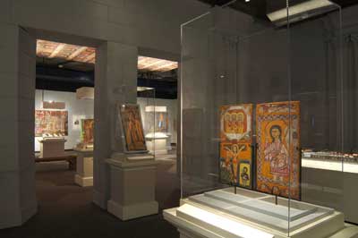 Ethiopian artists have developed a unique and vibrant
 artistic style,
as showcased in this diptych from the reign of King Menelik. Photo by 
Thomas R. DuBrock